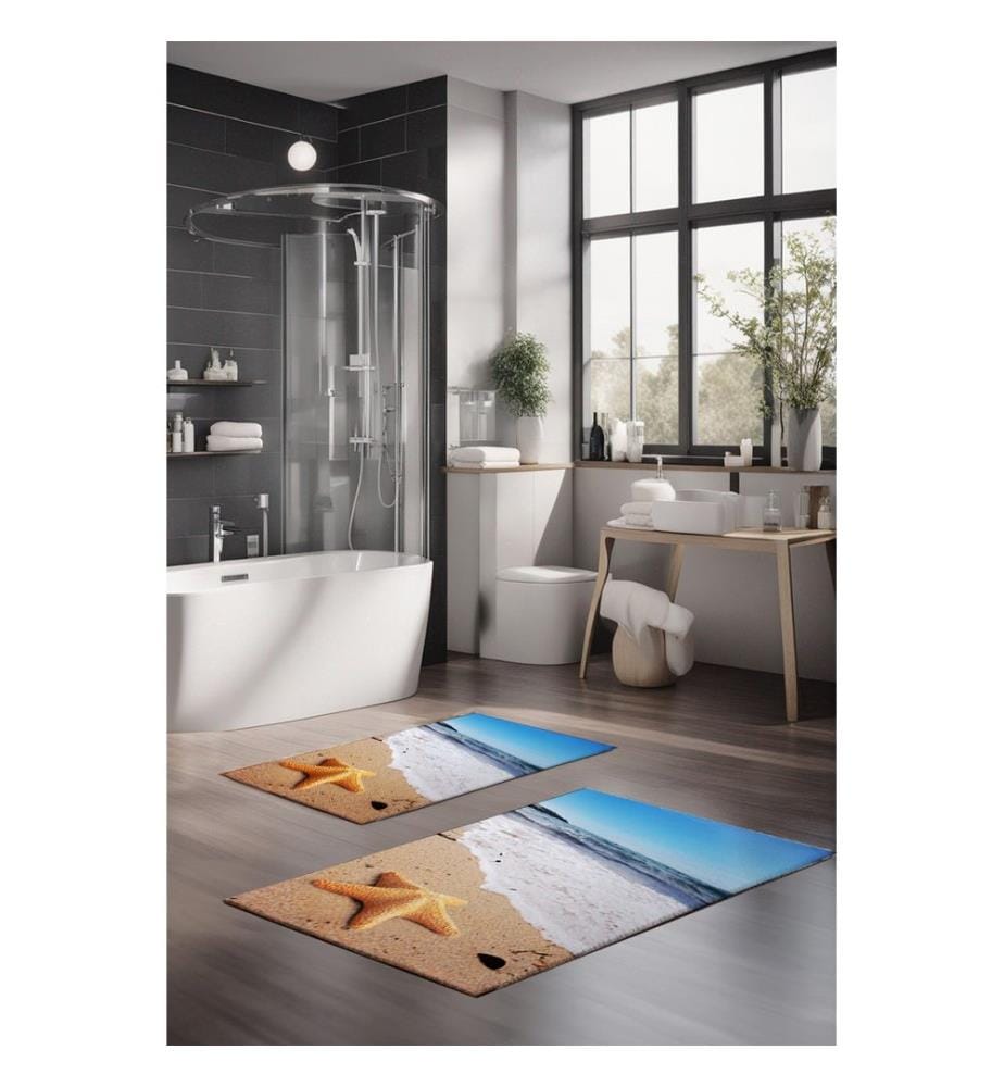 Bathmat Set, 2 Pieces, Multicolor, 100% POLYESTER