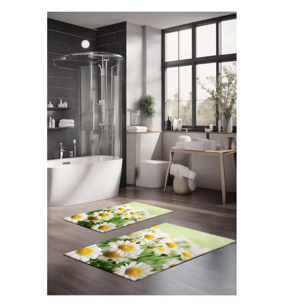 Bathmat Set, 2 Pieces, Multicolor, 100% POLYESTER