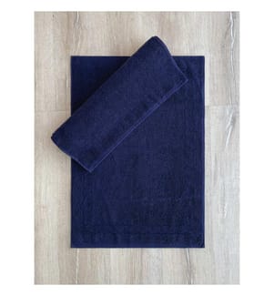 Badematten-Set, 2 Stück, Dunkelblau, 100% Baumwolle, Jacquard