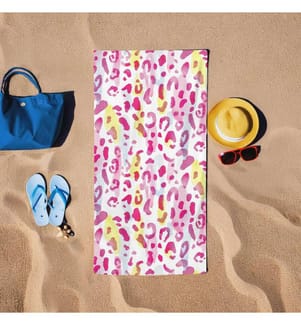 Serviette de plage, rose, 60 % COTON / 40 % POLYESTER