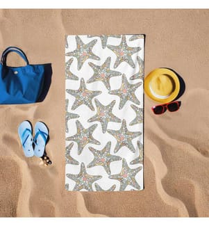 Serviette de plage, blanche, 60 % COTON / 40 % POLYESTER