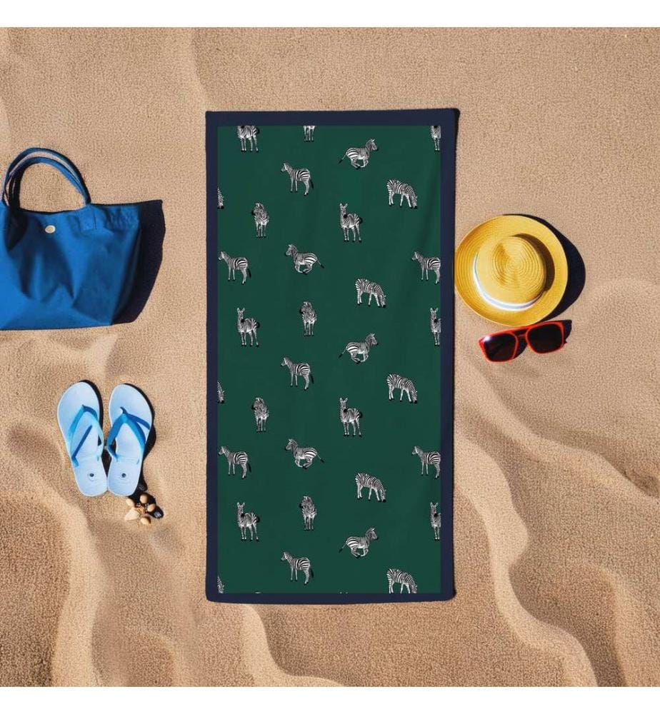 Serviette de plage, verte, 60 % COTON / 40 % POLYESTER