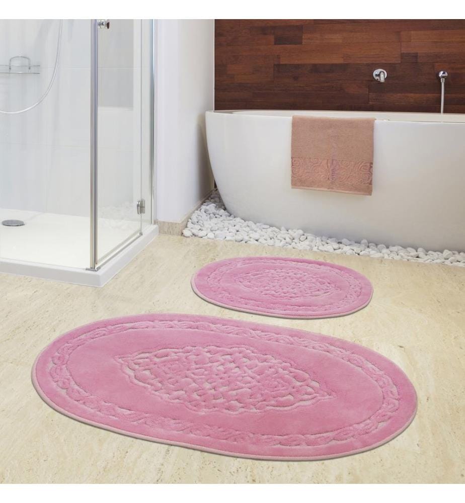 Ensemble de tapis de bain, 2 pièces, poudre, 100 % COTON