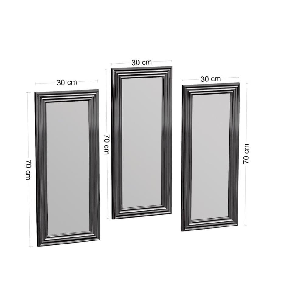 Set di specchi, 3 pezzi, argento, MDF, specchio da comò