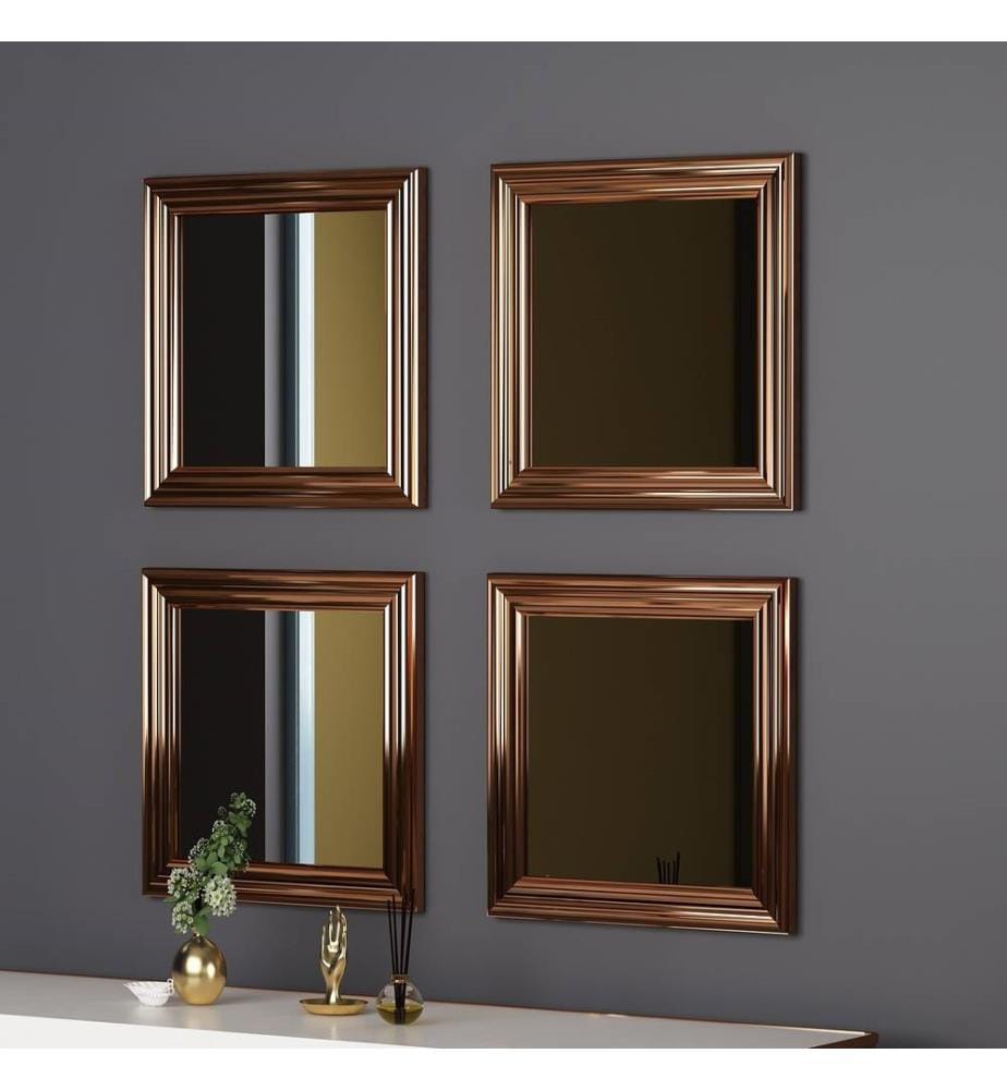 Set di specchi, 4 pezzi, bronzo, MDF, cornice in bronzo