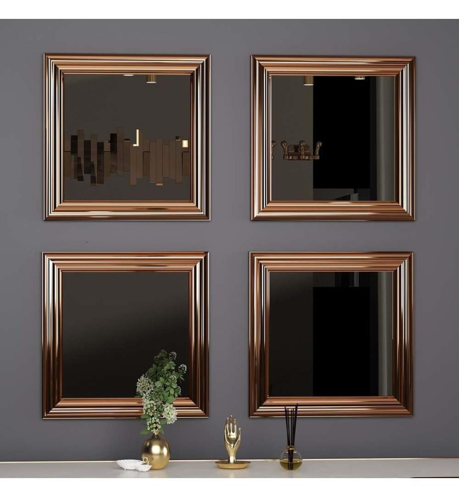 Set di specchi, 4 pezzi, bronzo, MDF, cornice in bronzo