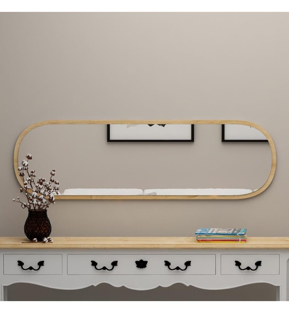 Specchio, naturale, MDF, specchio ovale a figura intera