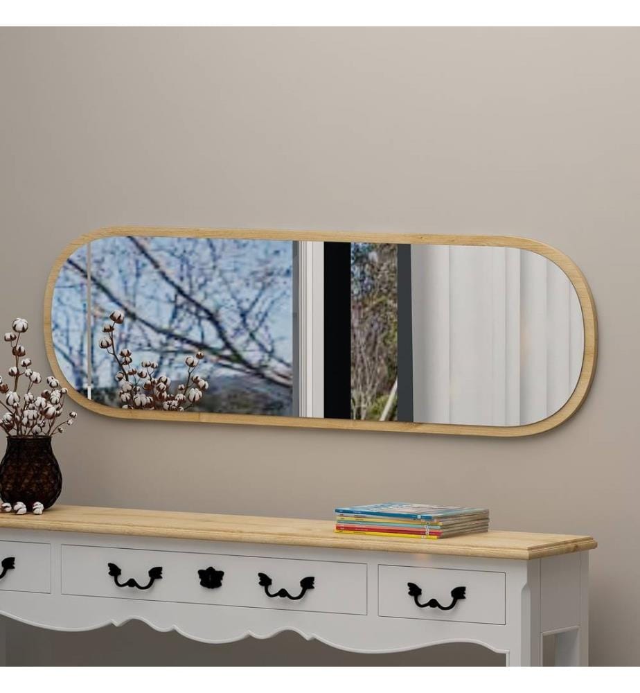 Specchio, naturale, MDF, specchio ovale a figura intera