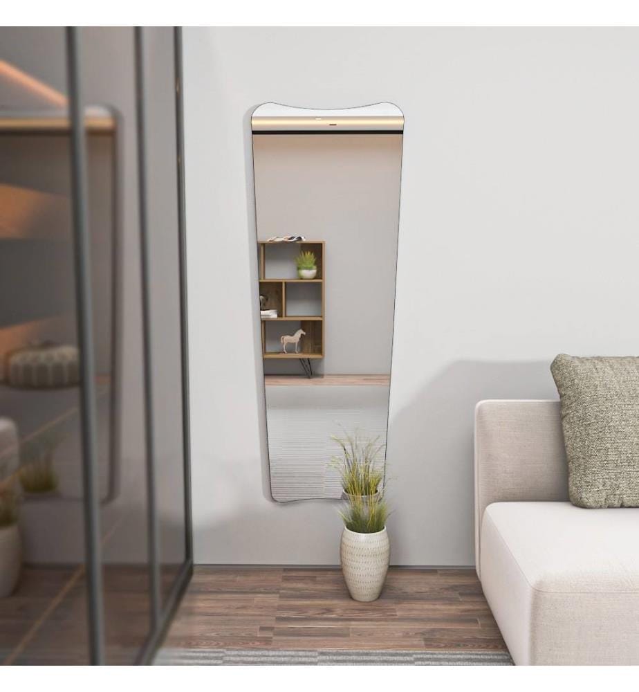 Specchio Cheval, Trasparente, Nero, MDF