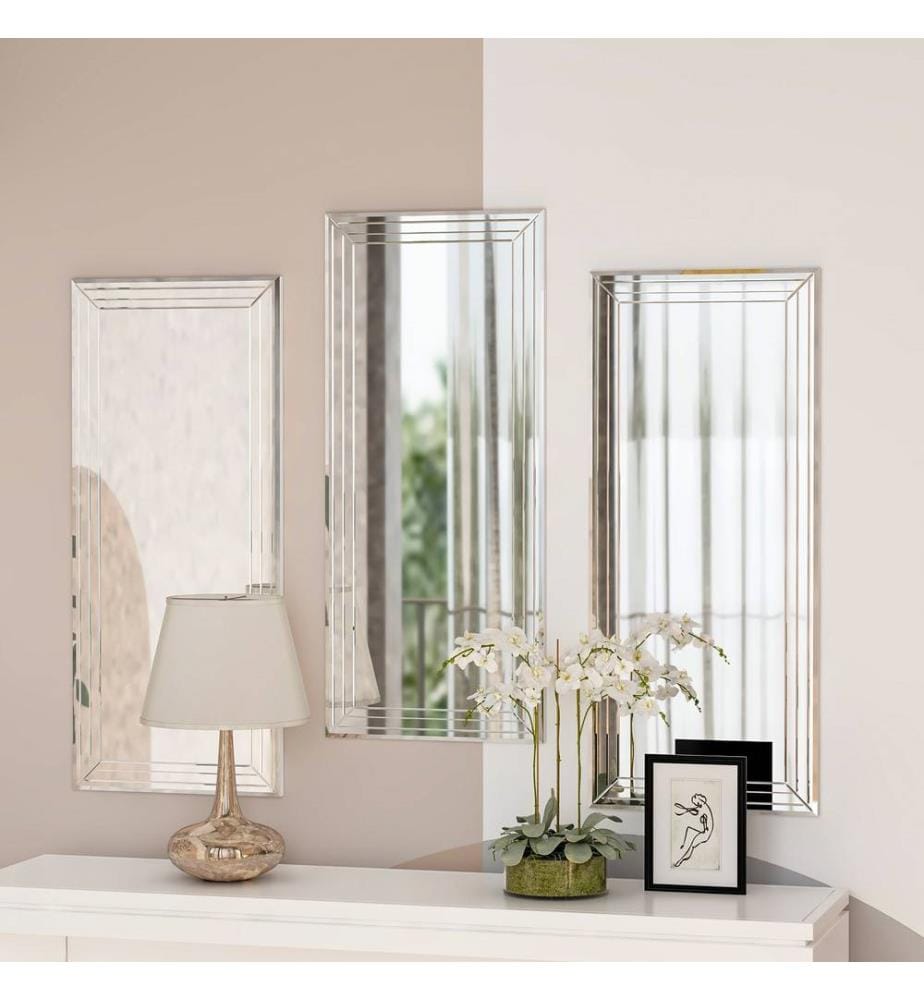 Set di specchi decorativi, 3 pezzi, trasparenti, MDF
