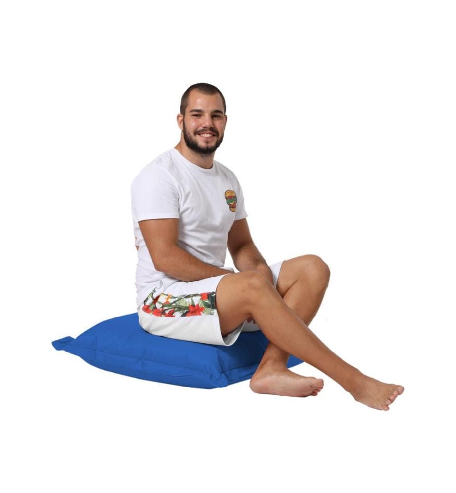 Coussin de jardin, bleu, polystyrène recyclé haute densité, tissu polyester