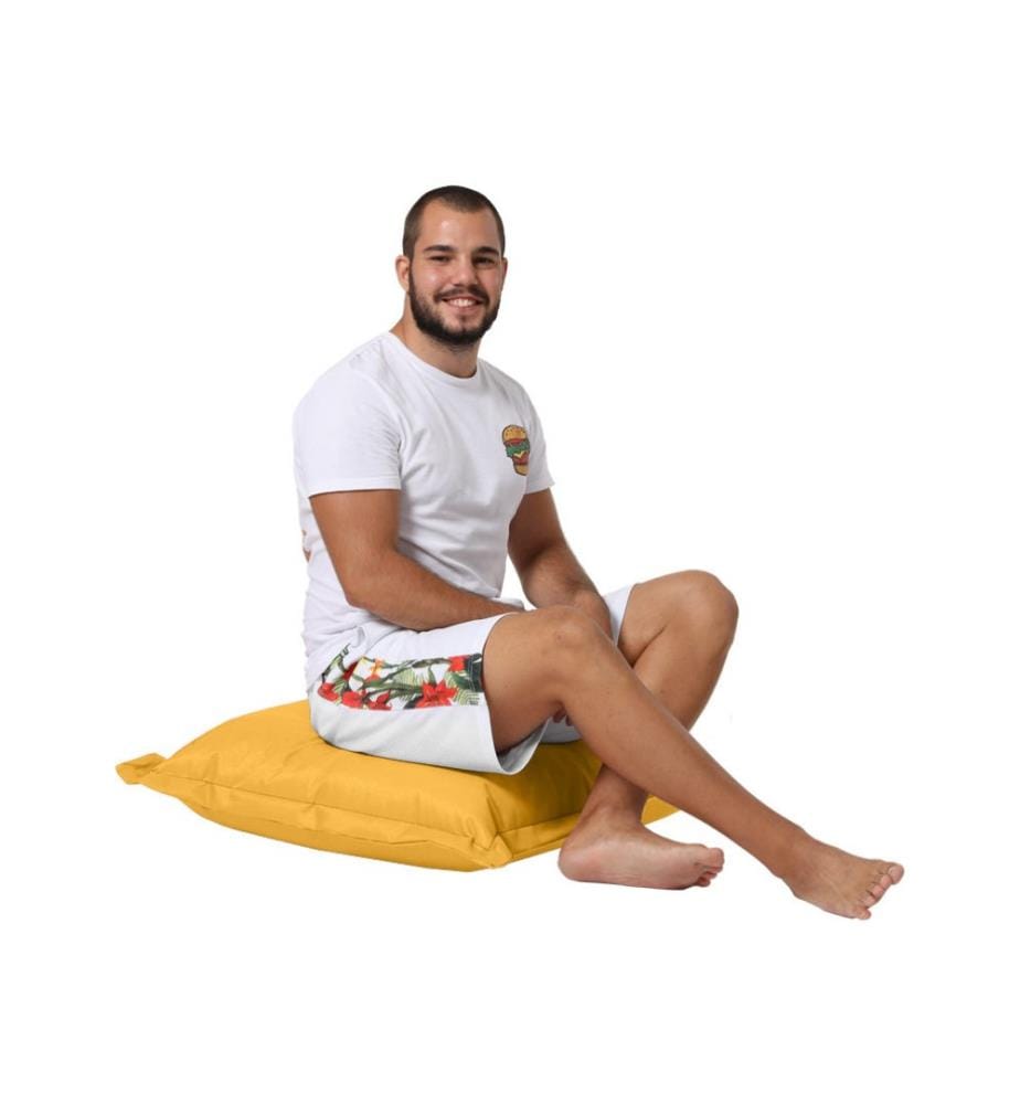 Coussin de jardin, jaune, polystyrène recyclé haute densité, tissu polyester