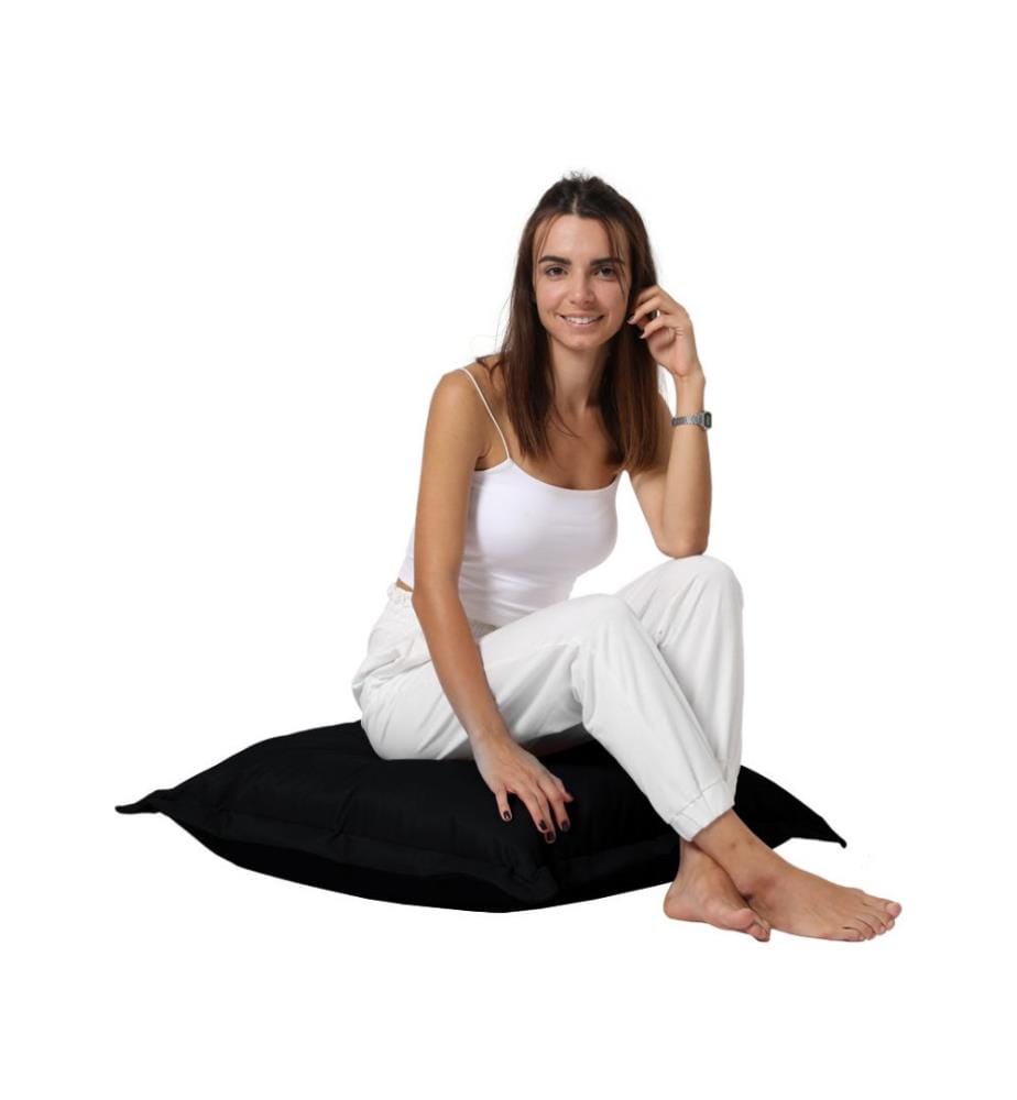Garden Cushion, Black, High Density Recycled Styrofoam, Polyester Fabric