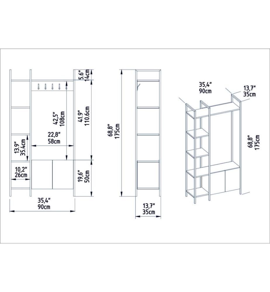 Hall Stand, blanc, panneau de particules mélaminé