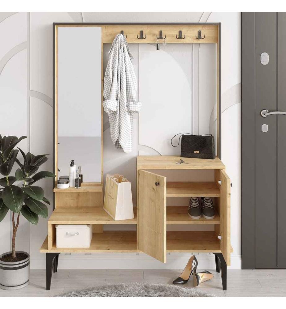 Hall Stand, Chêne, Panneau de particules mélaminé