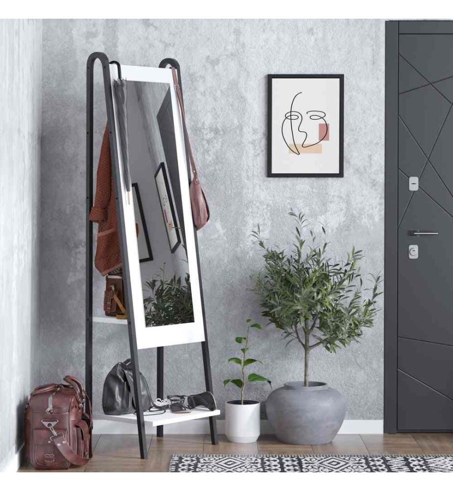 Stand da sala, bianco, nero, truciolato rivestito in melamina