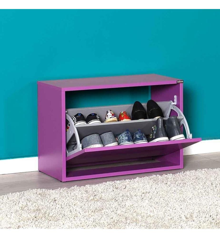 Meuble à chaussures, violet, panneau de particules mélaminé