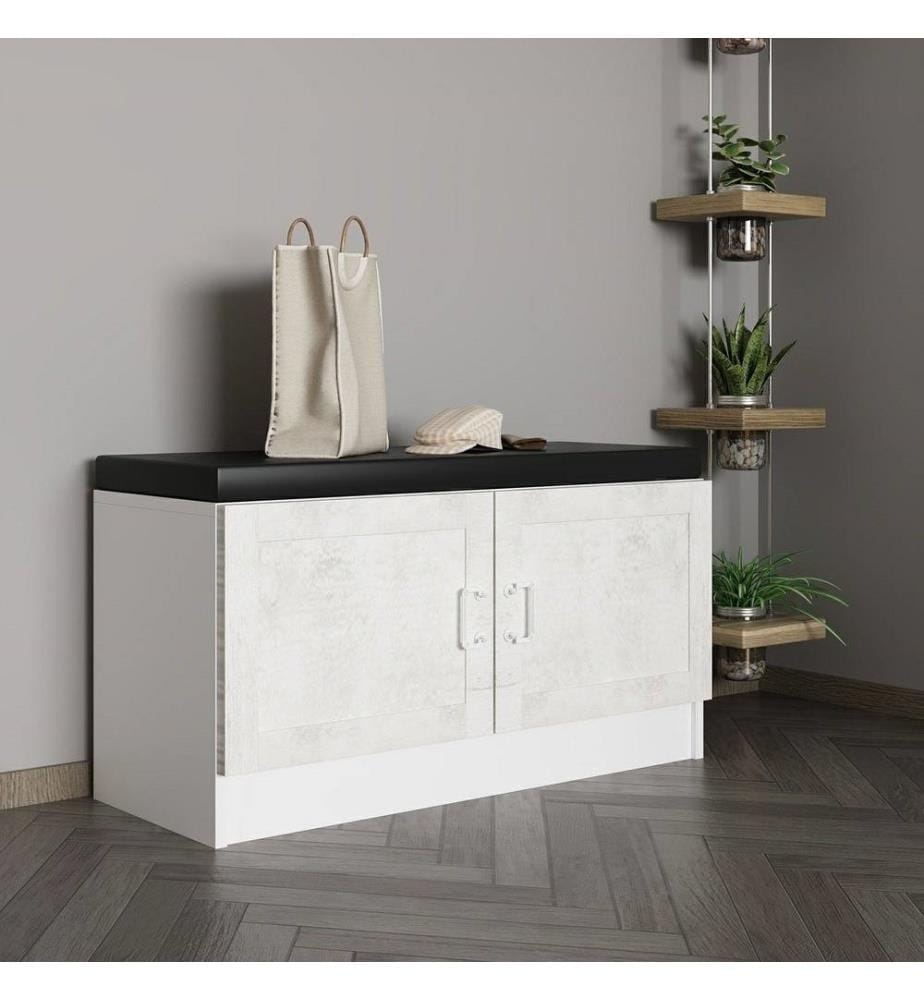 Hall Stand, Blanc, Panneau de particules mélaminé Epaisseur : 18 mm