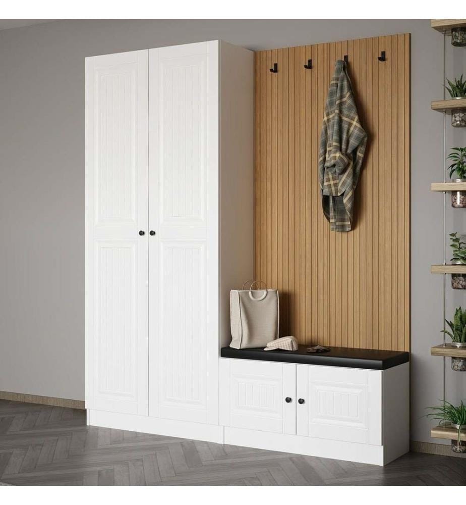 Appendiabiti, bianco, pannello truciolare rivestito in melamina