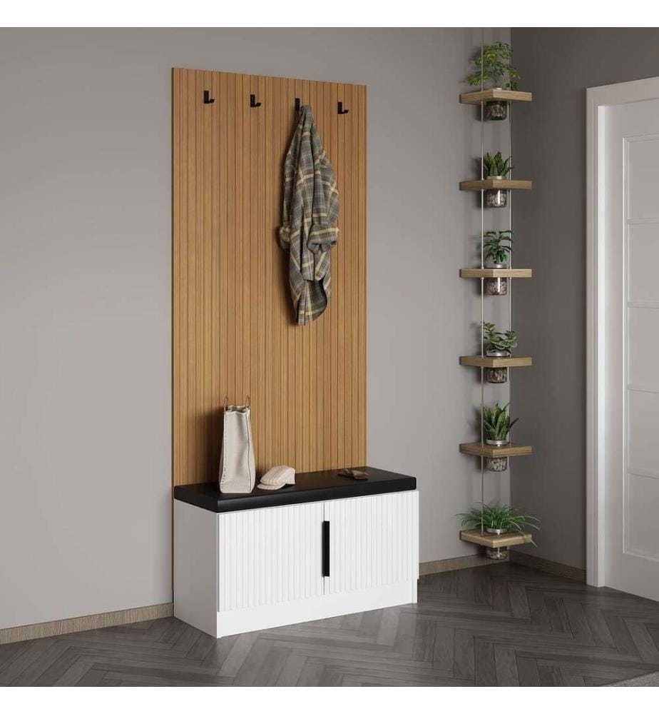 Hall Stand, blanc, panneau de particules mélaminé