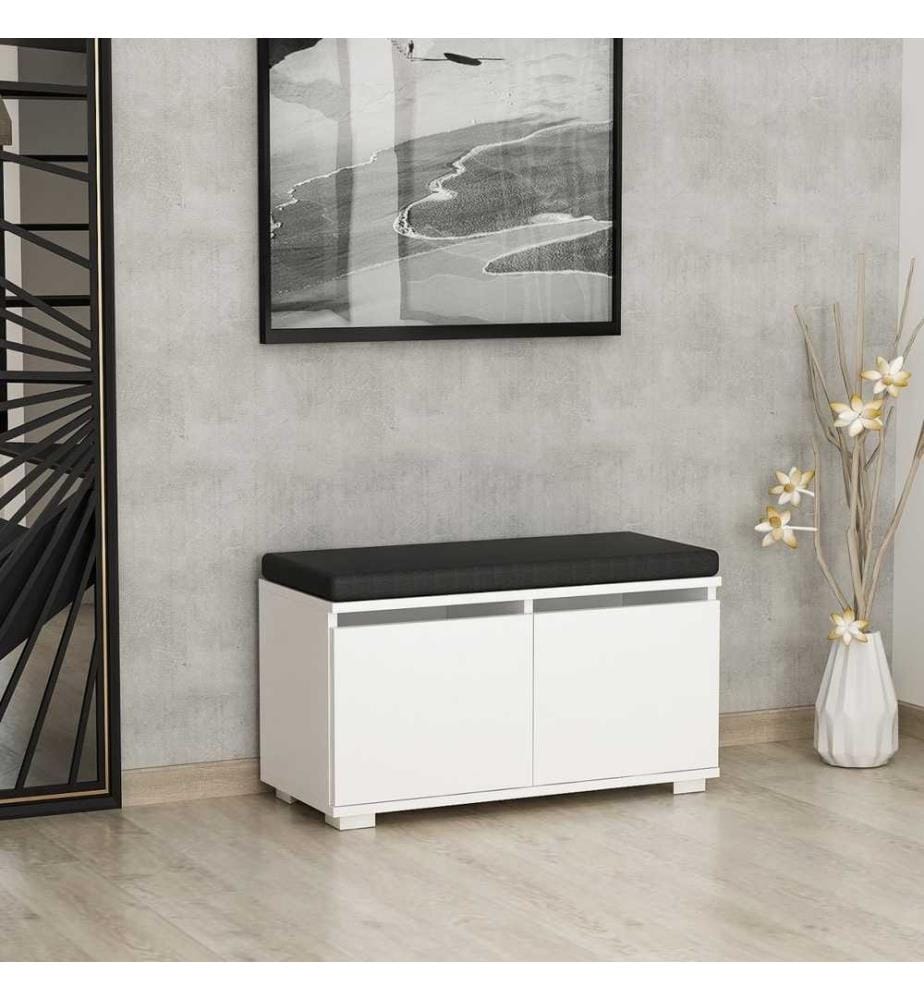 Schuhschrank, weiss, melaminbeschichtete Spanplatte