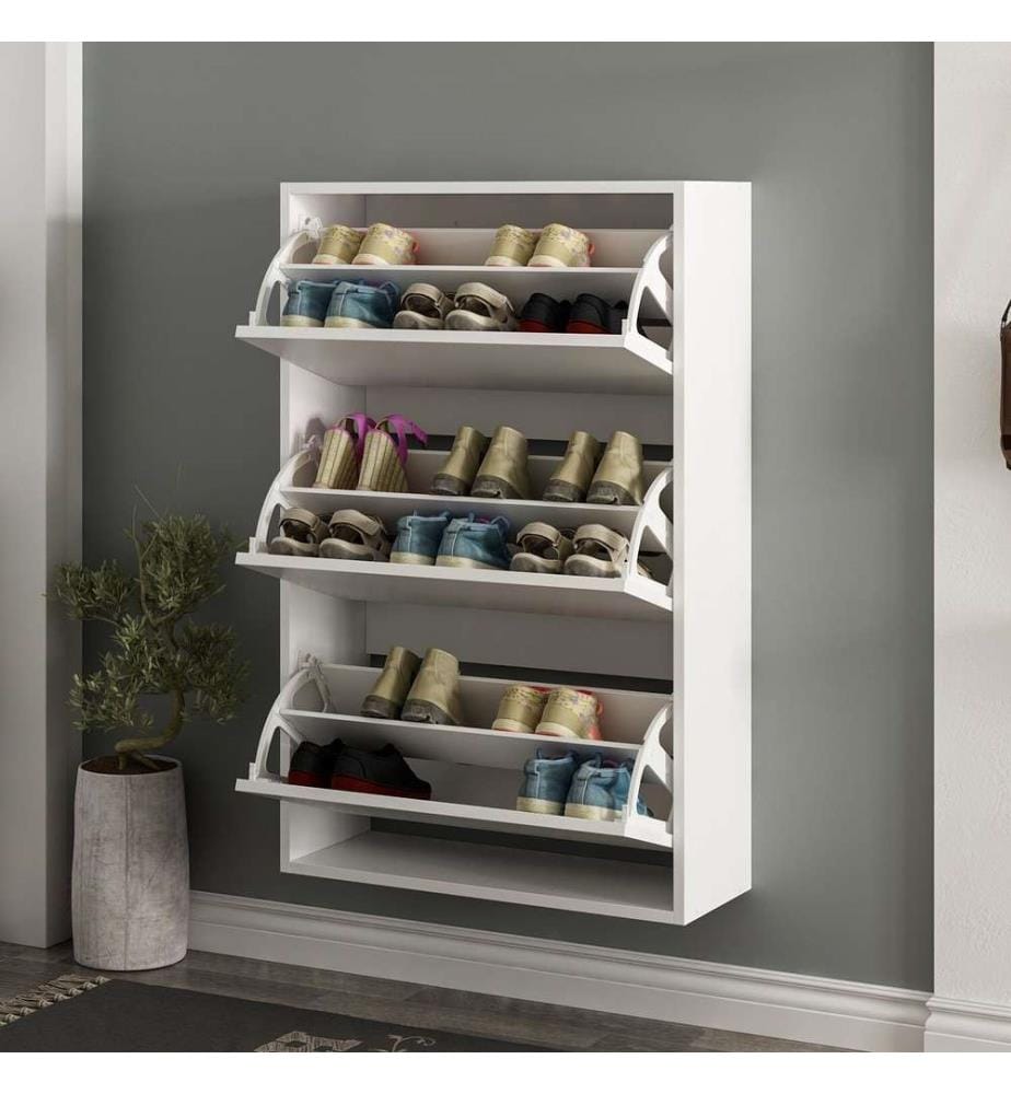Meuble à chaussures, blanc, panneau de particules mélaminé