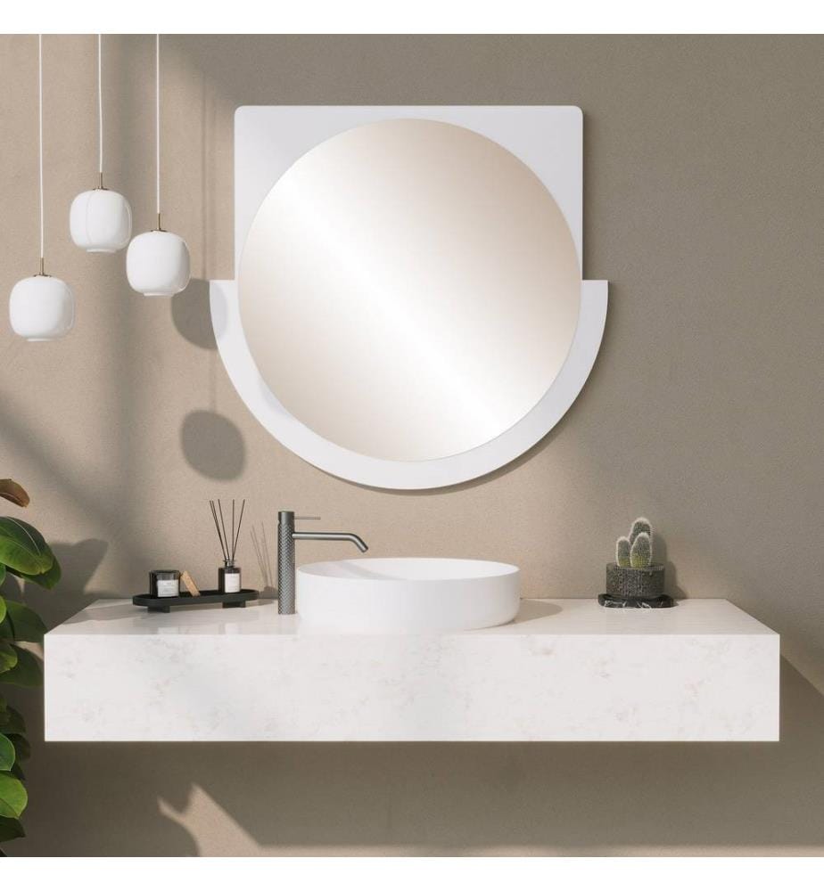 Specchio decorativo, Bianco, Pannello rigido
