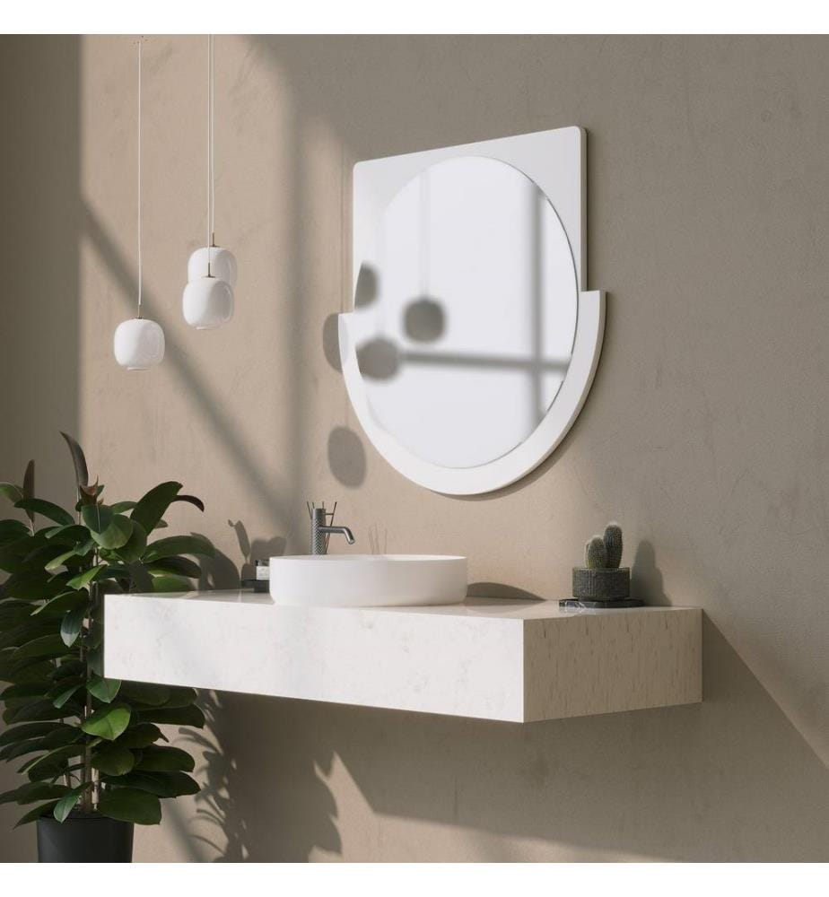 Specchio decorativo, Bianco, Pannello rigido