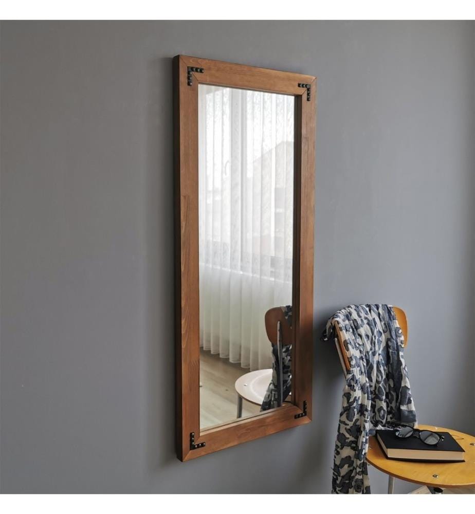 Specchio, noce, legno massello di pino