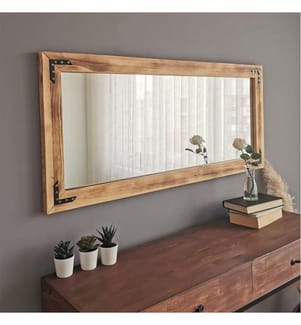 Specchio, noce, legno massello di pino