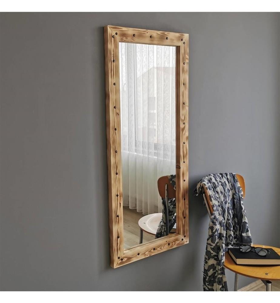 Specchio, noce, legno massello di pino