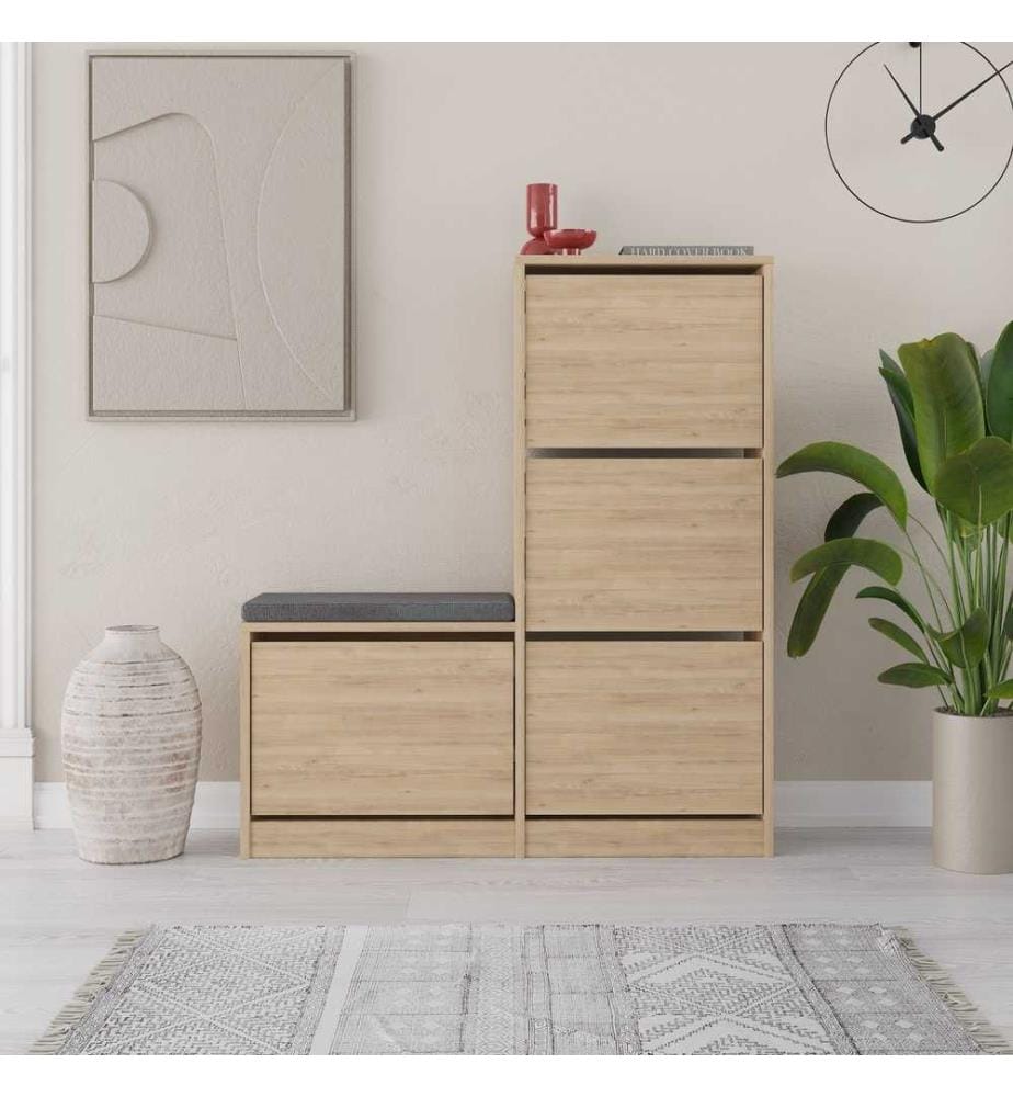 Schuhschrank, Eiche, melaminbeschichtete Spanplatte