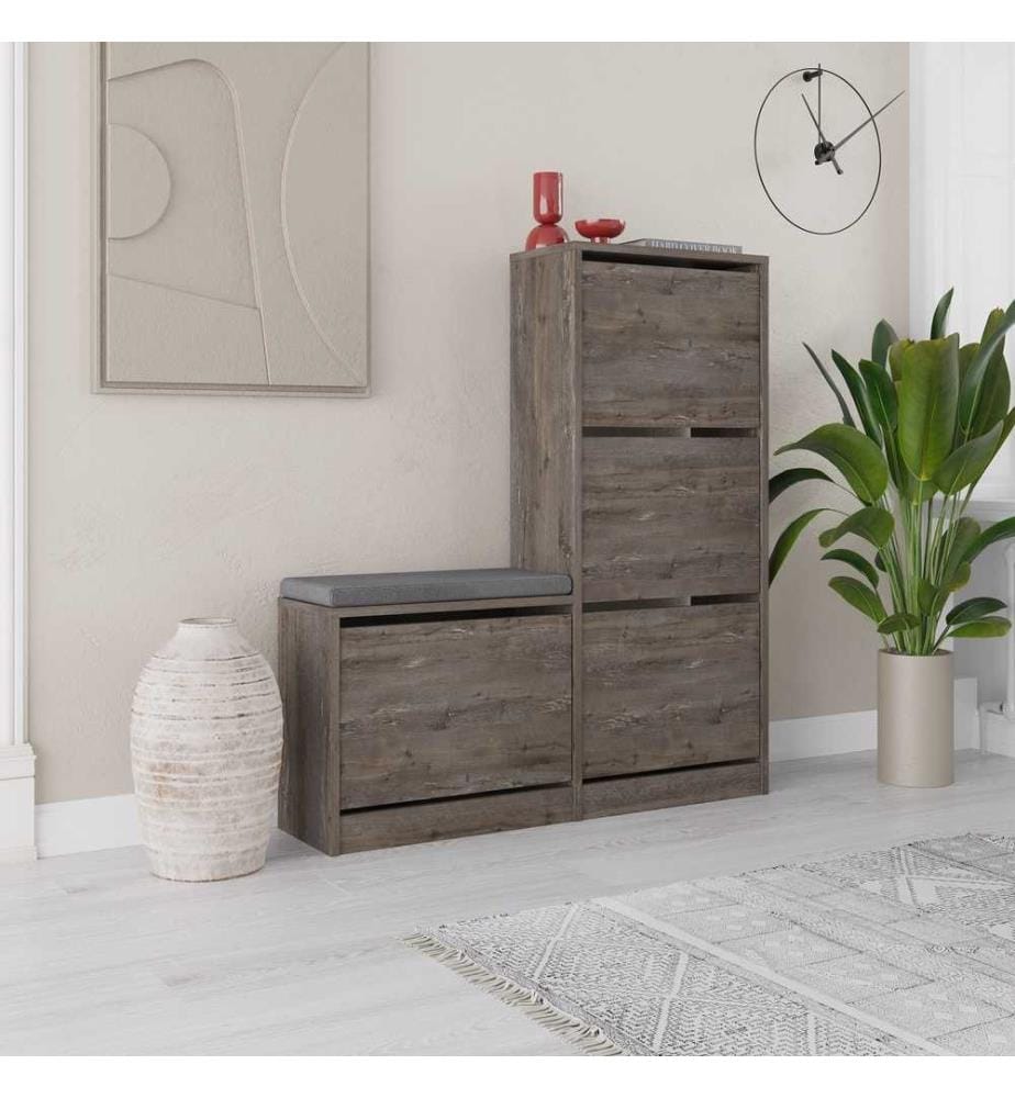 Schuhschrank, dunkelbraun, melaminbeschichtete Spanplatte