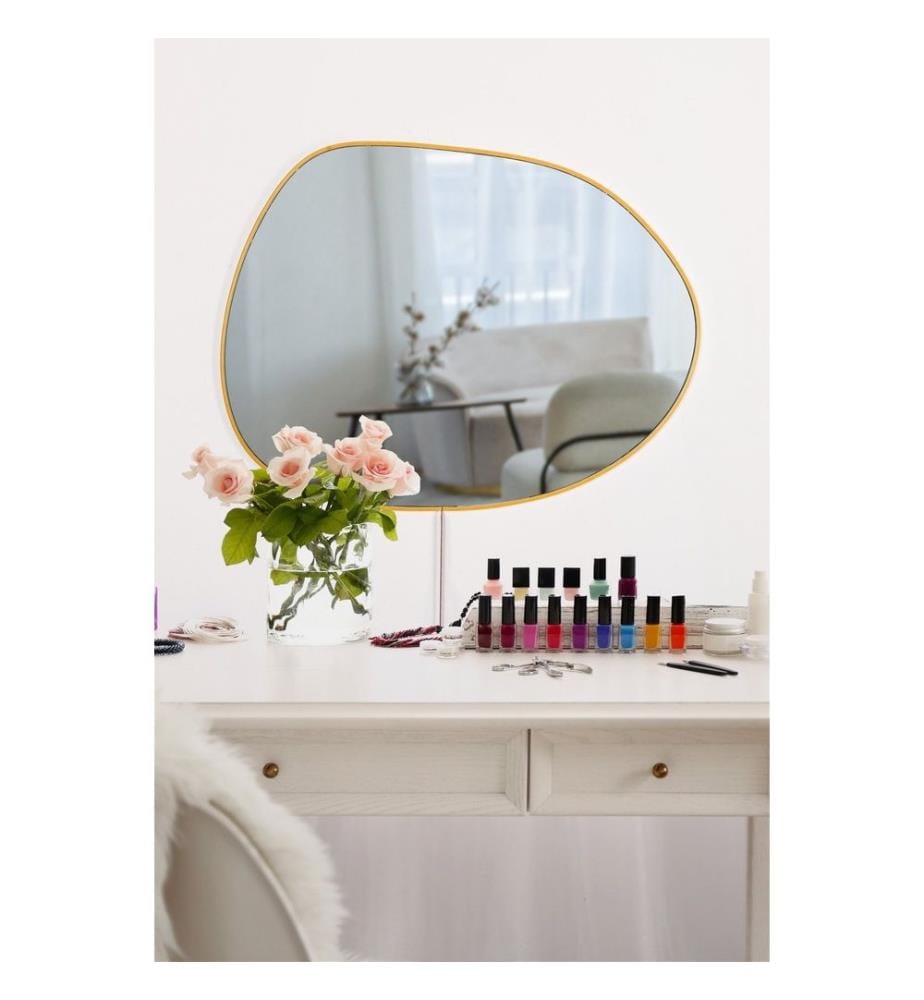 Miroir avec éclairage Led, jaune, miroir incassable résistant aux regards, miroir acrylique avec support MDF