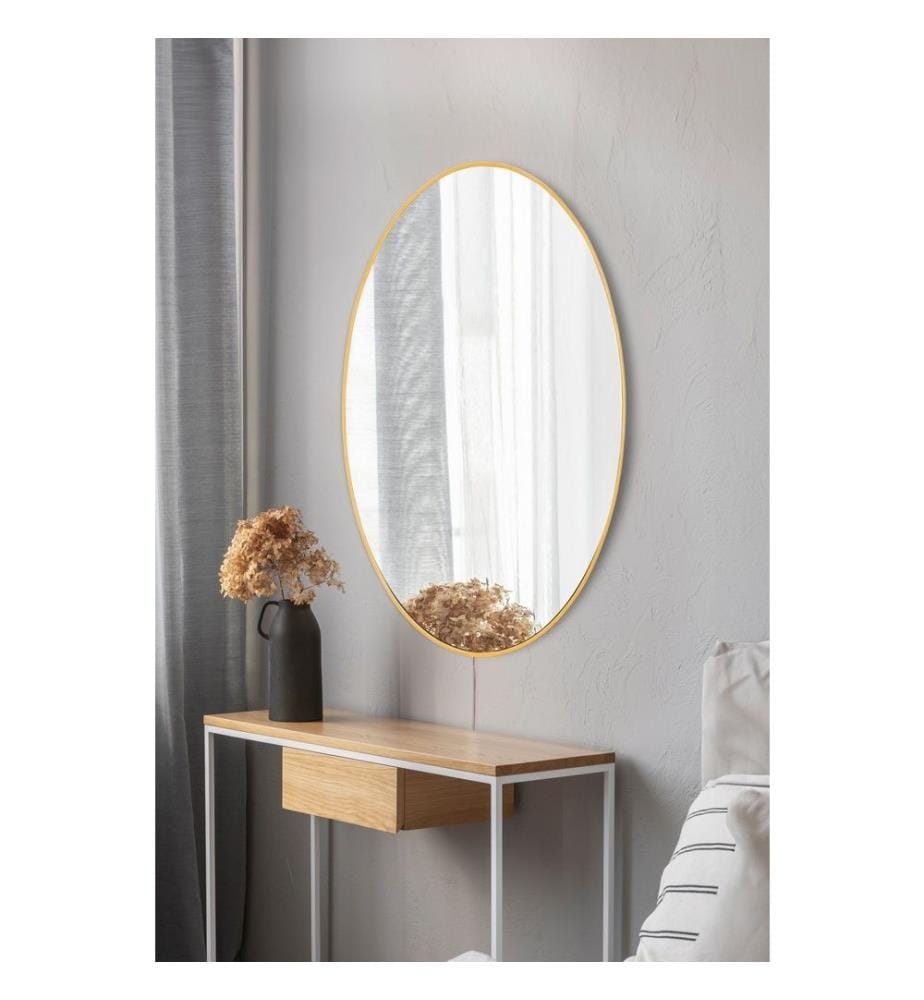 Specchio con illuminazione a LED, giallo, specchio infrangibile anti-persiane, specchio acrilico con supporto in MDF