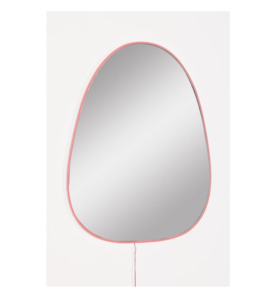 Specchio con illuminazione a LED, rosa, specchio infrangibile anti-persiane, specchio acrilico con supporto in MDF