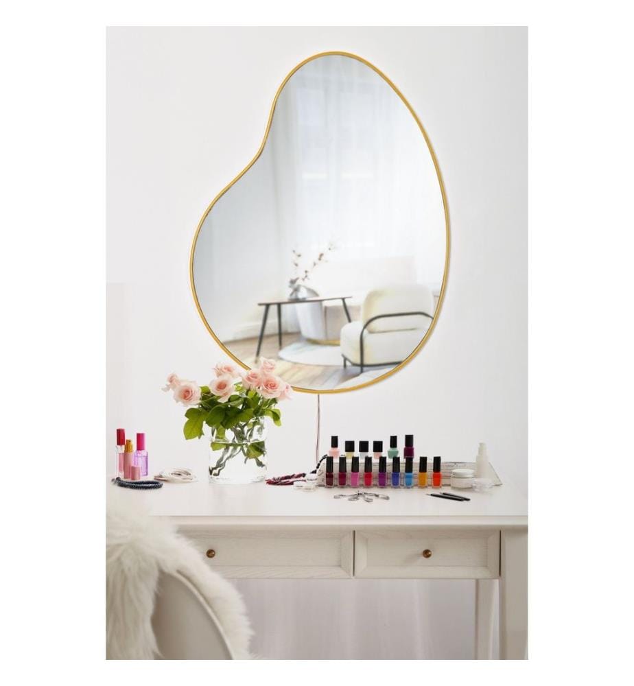 Specchio con illuminazione a LED, giallo, specchio infrangibile anti-persiane, specchio acrilico con supporto in MDF
