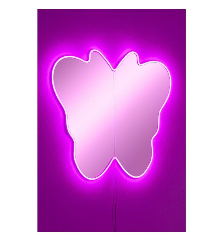 Specchio con illuminazione a LED, rosa, specchio infrangibile anti-persiane, specchio acrilico con supporto in MDF