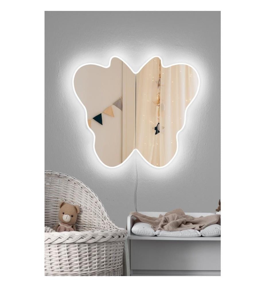 Mirror with Led Lighting, White, Shutterproof Unbreakable Mirror, Acrylic Mirror With MDF Backing