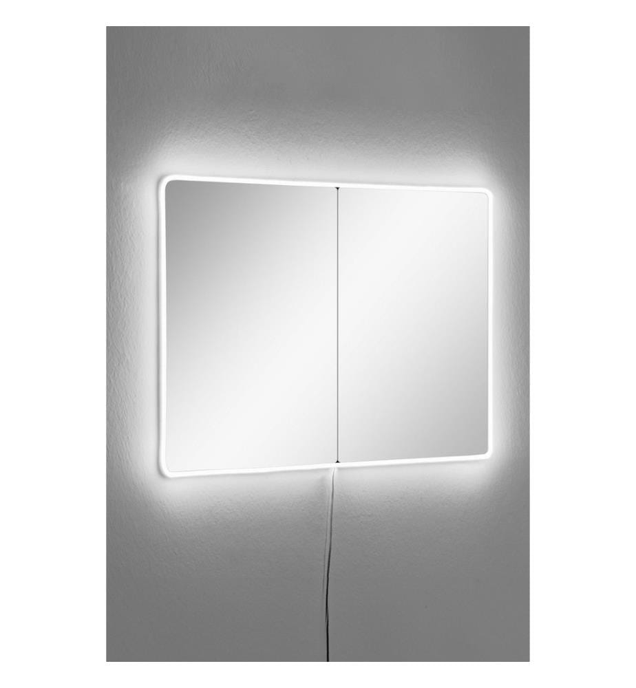 Mirror with Led Lighting, White, Shutterproof Unbreakable Mirror, Acrylic Mirror With MDF Backing