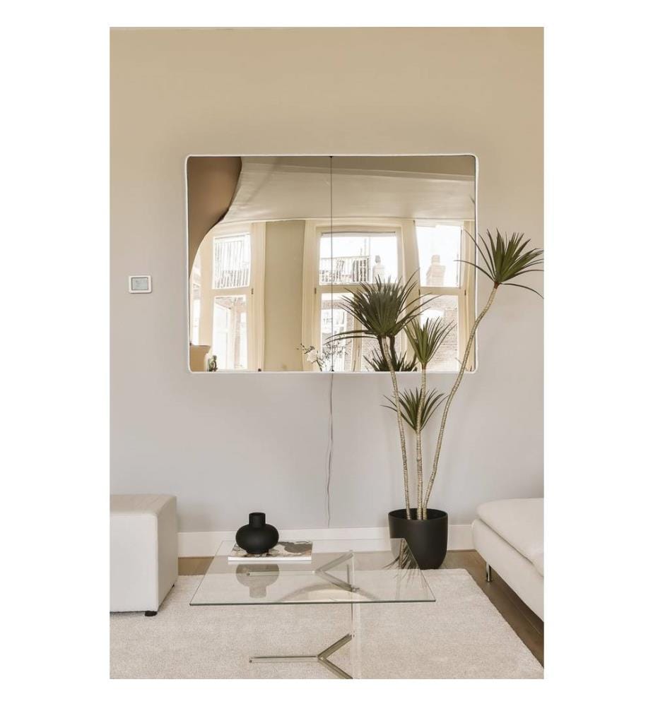 Mirror with Led Lighting, White, Shutterproof Unbreakable Mirror, Acrylic Mirror With MDF Backing
