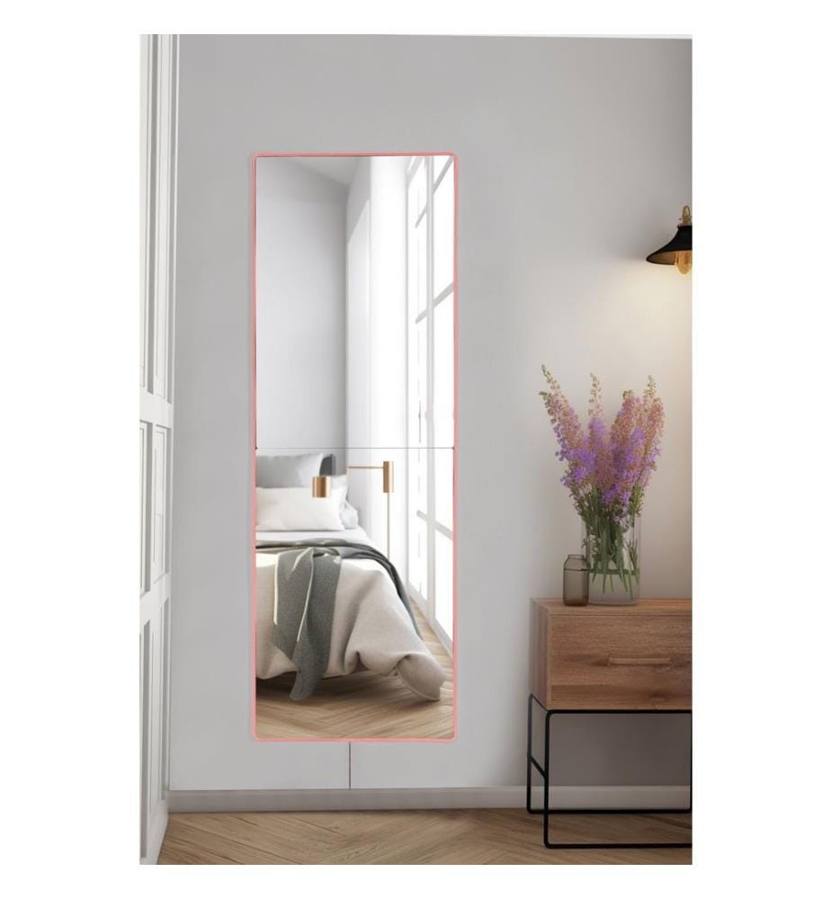 Specchio con illuminazione a LED, rosa, specchio infrangibile anti-persiane, specchio acrilico con supporto in MDF