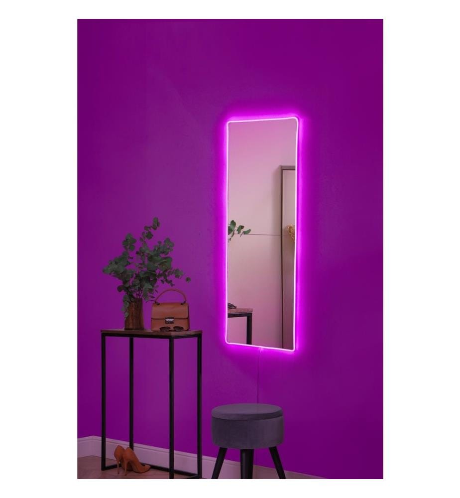 Specchio con illuminazione a LED, rosa, specchio infrangibile anti-persiane, specchio acrilico con supporto in MDF