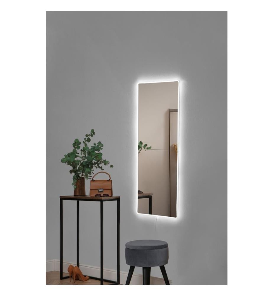 Mirror with Led Lighting, White, Shutterproof Unbreakable Mirror, Acrylic Mirror With MDF Backing