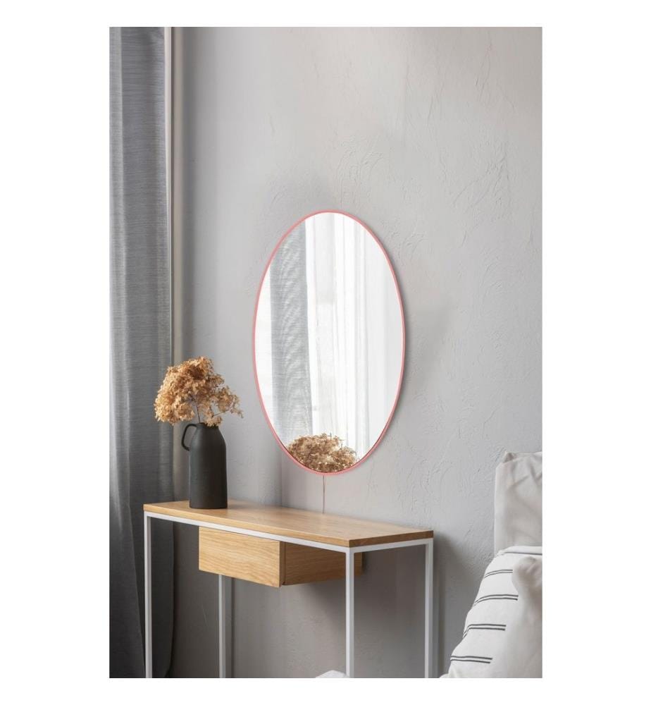 Specchio con illuminazione a LED, rosa, specchio infrangibile anti-persiane, specchio acrilico con supporto in MDF