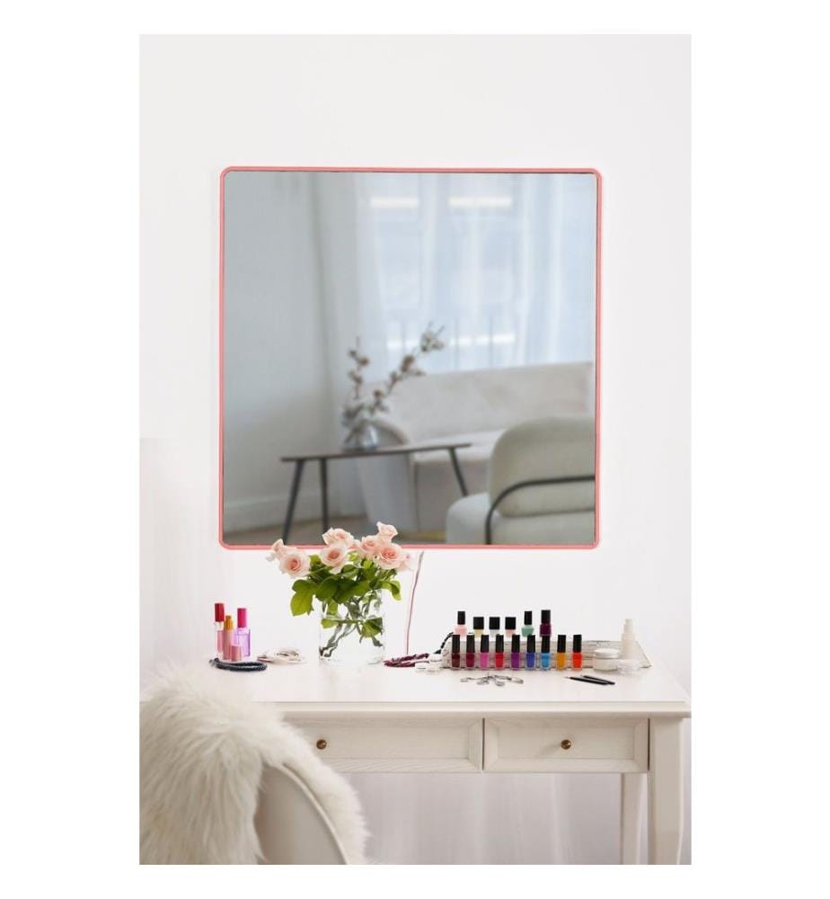 Specchio con illuminazione a LED, rosa, specchio infrangibile anti-persiane, specchio acrilico con supporto in MDF