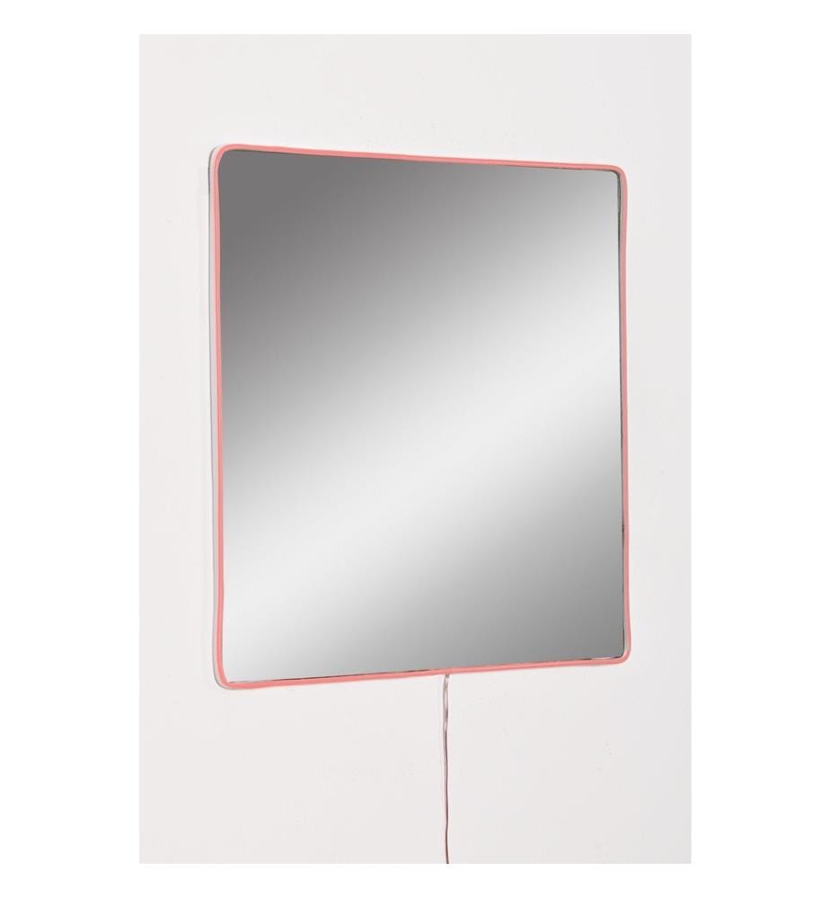 Specchio con illuminazione a LED, rosa, specchio infrangibile anti-persiane, specchio acrilico con supporto in MDF