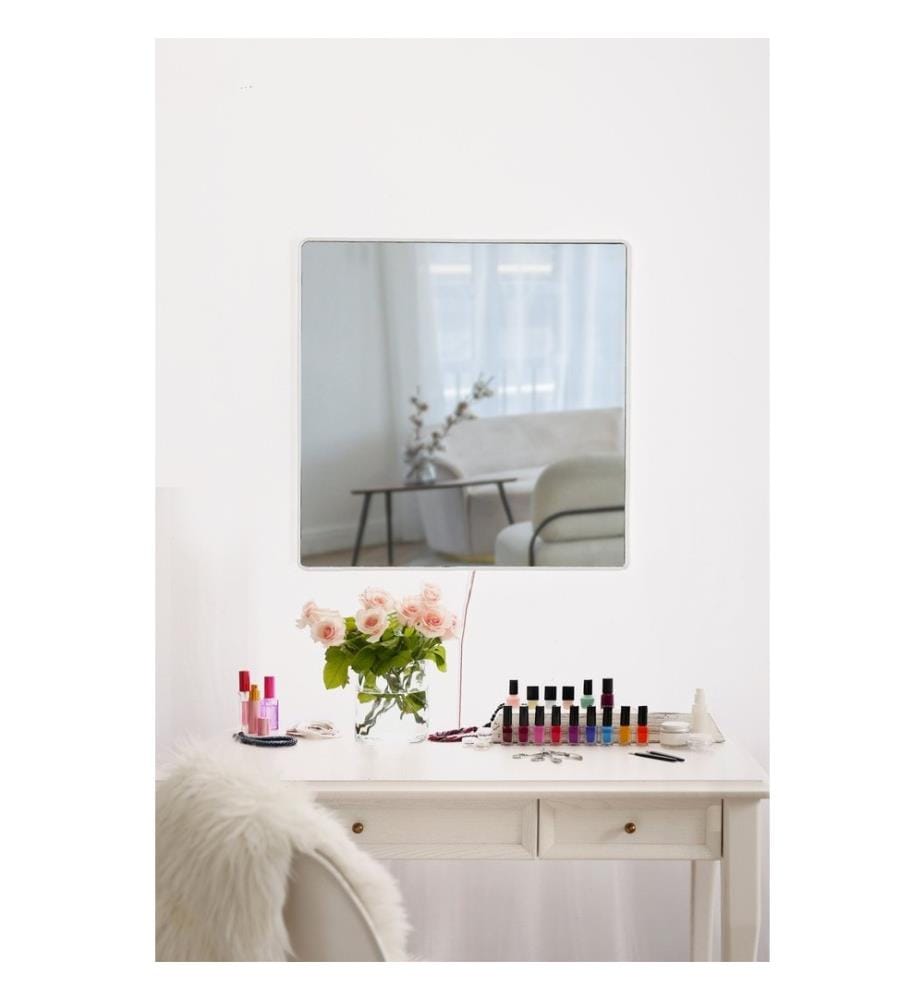 Mirror with Led Lighting, White, Shutterproof Unbreakable Mirror, Acrylic Mirror With MDF Backing