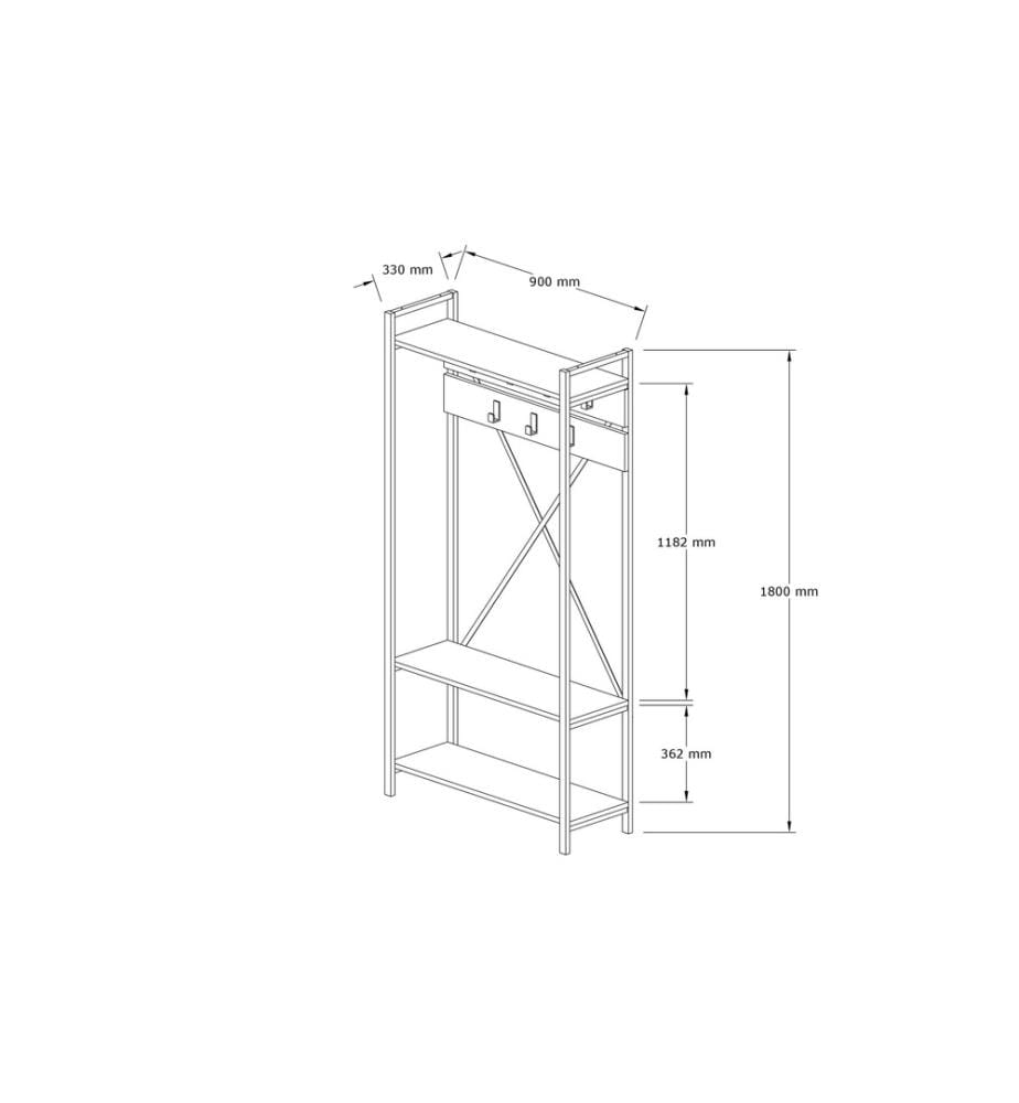 Hall Stand, Saphir, panneau de particules mélaminé