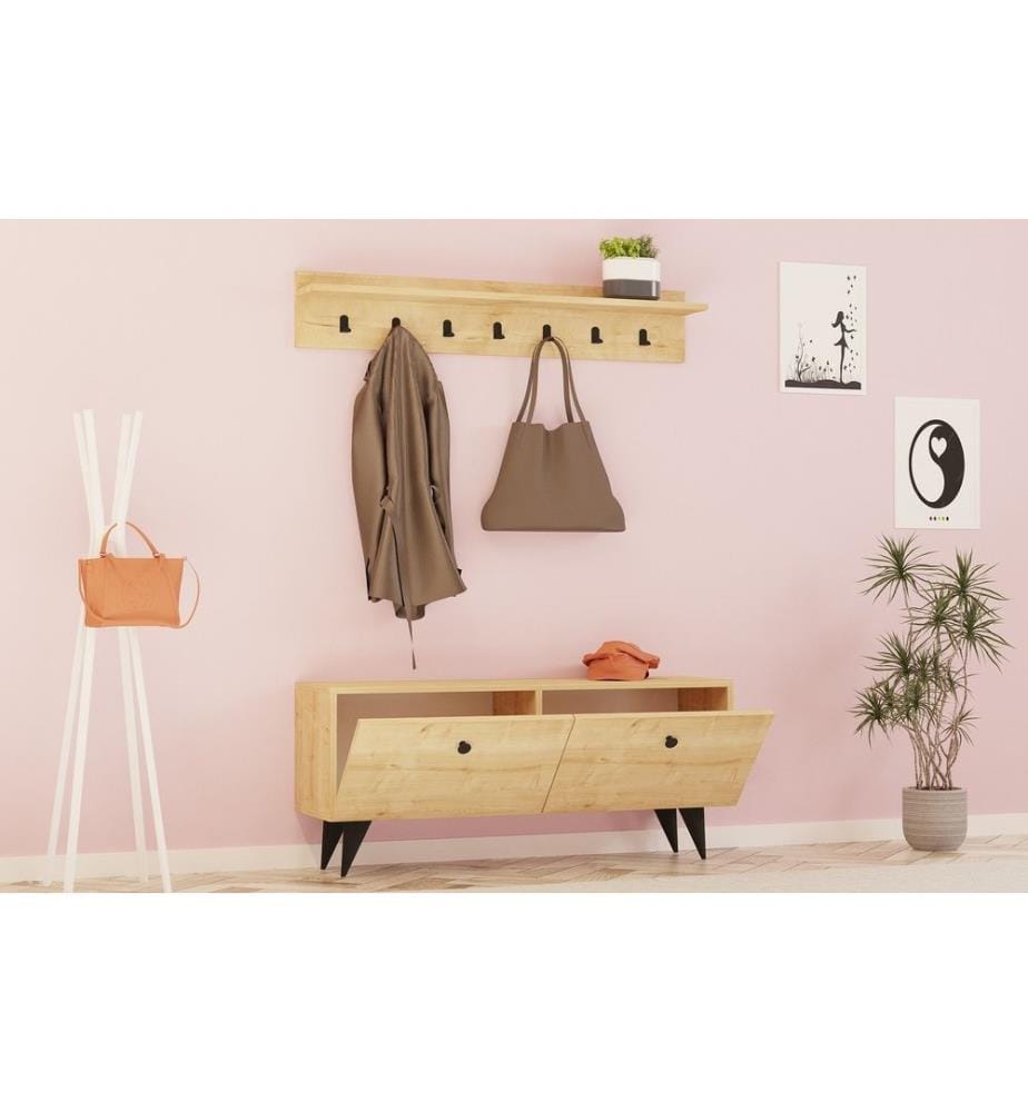 Hall Stand, Chêne, Panneau de particules mélaminé